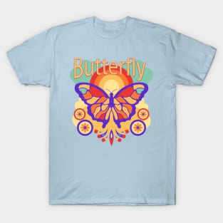 Butterfly Retro hand Drawn T-Shirt